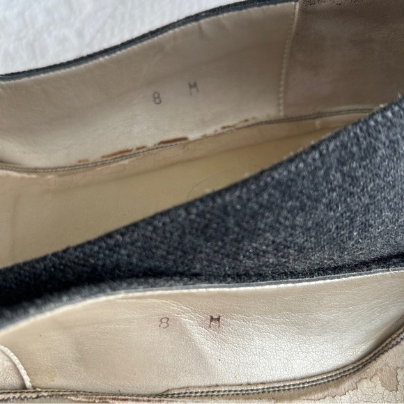 Talbots Charcaol Grey Flats in Wool Fabric with Black Velvet Bow Shoe size 8 - Picture 13 of 16